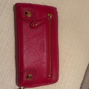 Perlina Red Leather Wallet with Gold Accents